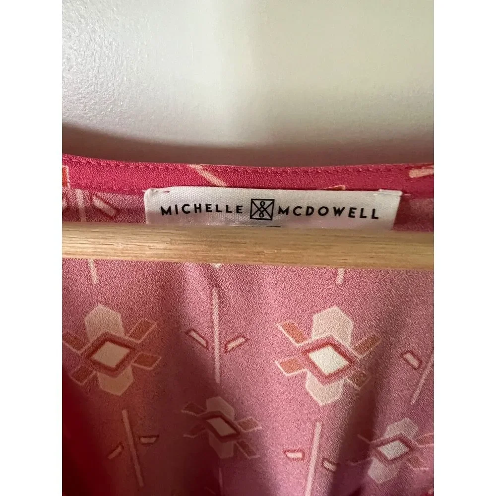 Melissa McDowell Womens S Hot Pink V Neck Mini Pullover Dress 3/4 Length Sleeves - Picture 4 of 5
